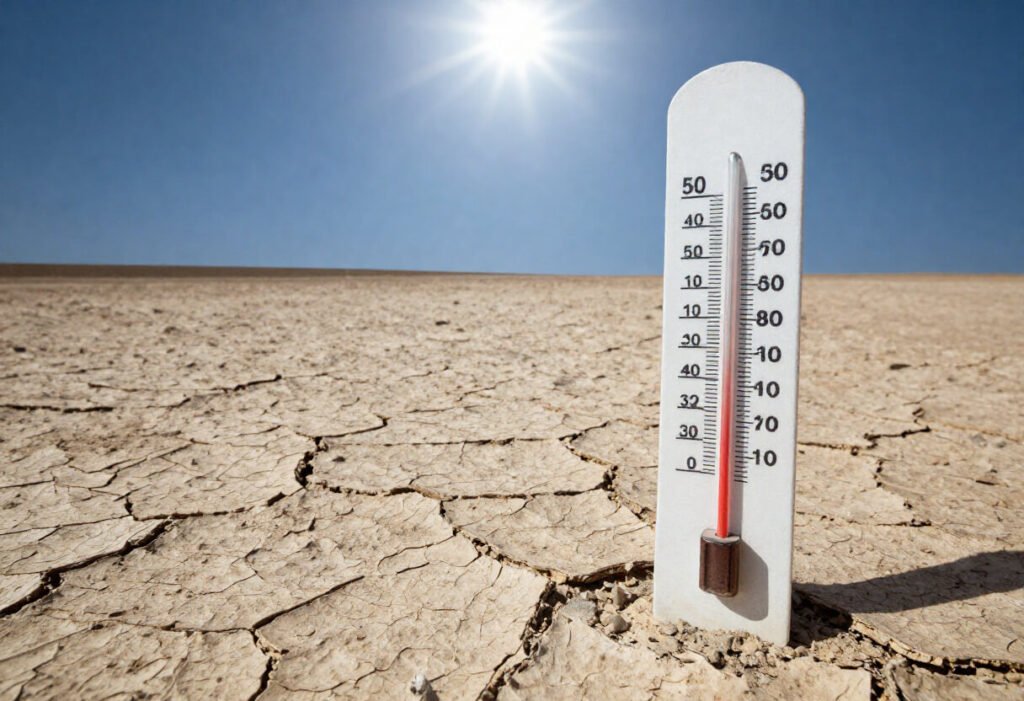 Summer Heatwave, showing hightemp thermameter